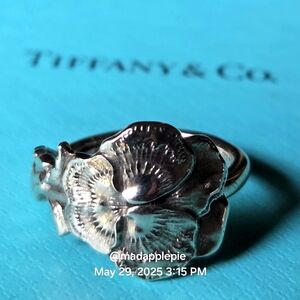 1885 Tiffany & Co. Pansey Spoon Ring In Sterling Silver Designer Luxury #34